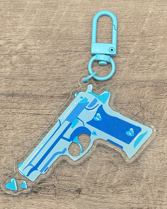 Blue Gun Keychain