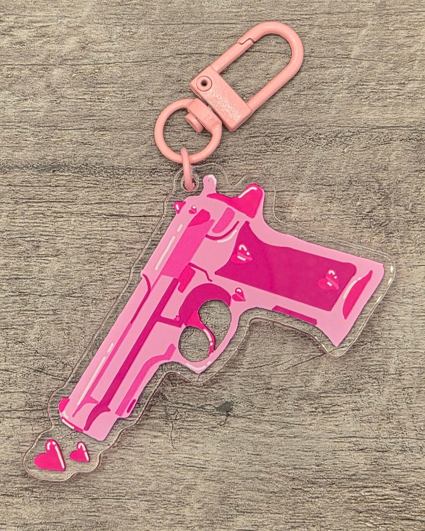 Pink Gun Keychain